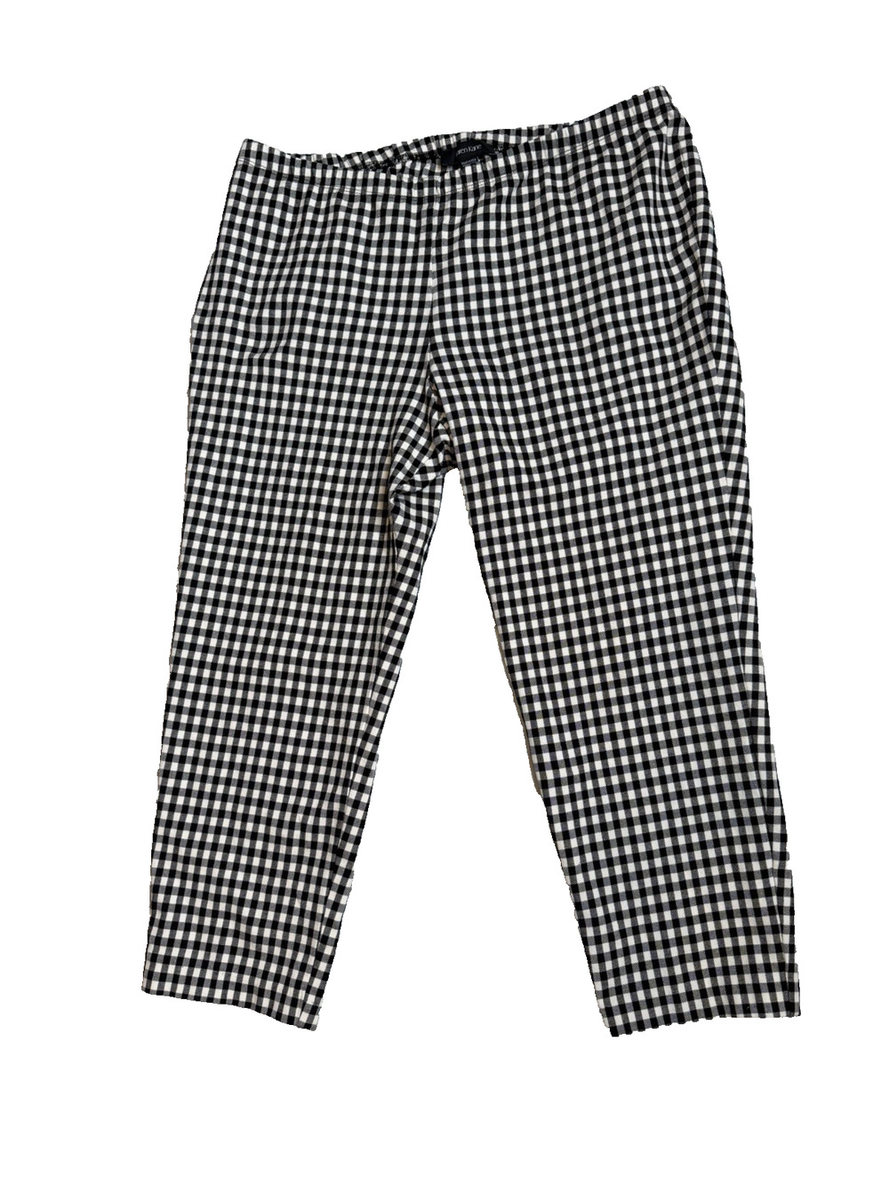 Karen Kane Women’s Pants Size 1X Black & White Gingham Pull On Cropped Stretch